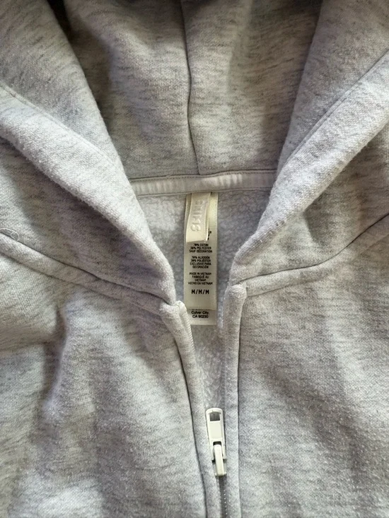 SKIMS Cotton Fleece Blend Classic Zip-Up Hoodie Medium Light Heather Grey - Picture 5 of 6